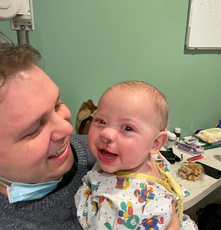 Daniel with dad right after his operation