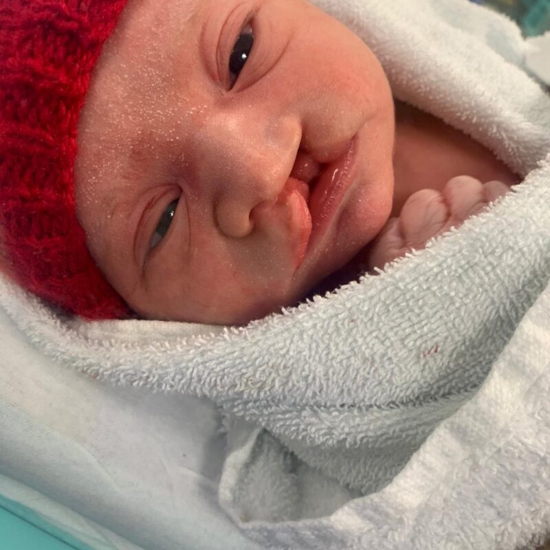 Ollie at two hours old